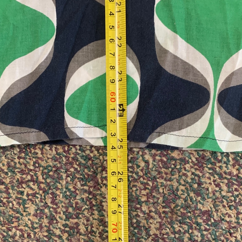 Boden women’s 12 Navy Cream & Green Abstract Wave Blouse Spring Coastal Preppy - Picture 8 of 11